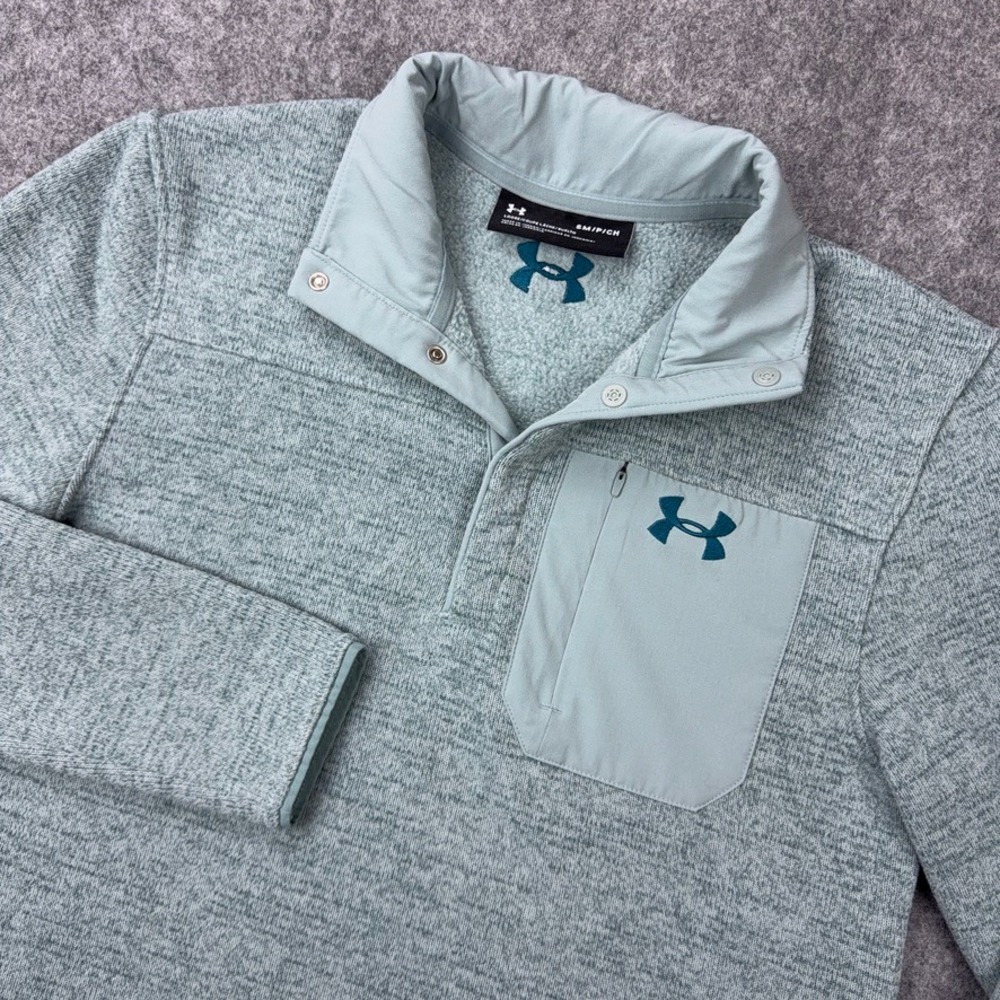 Under Armour Sweater Mens Small Green Sweater Fleece Specialist Henley Hiking